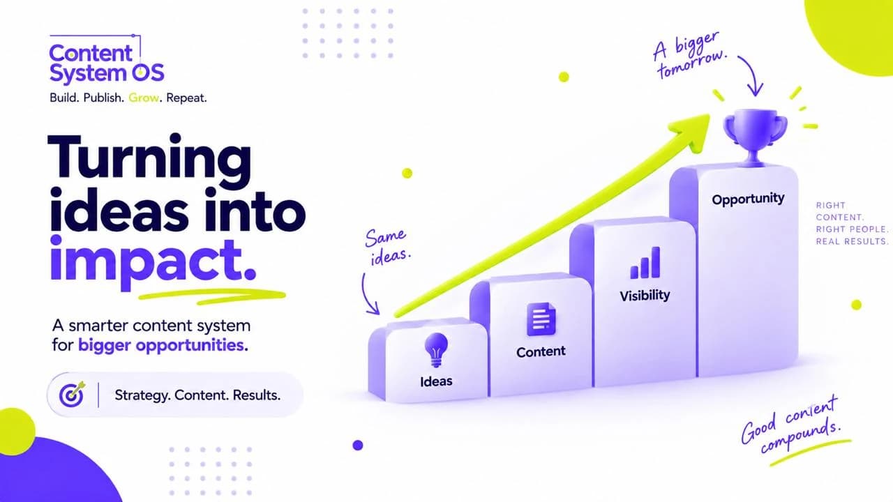 Steps turning ideas into content, visibility and opportunity.